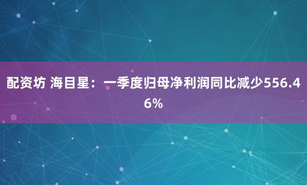 配资坊 海目星：一季度归母净利润同比减少556.46%